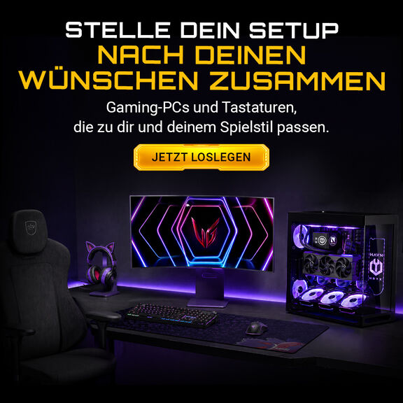 aseking PC-Konfigurator Tastatur-Berater Header Banner mit mechanischen Gaming-Tastaturen und Custom Keyboards