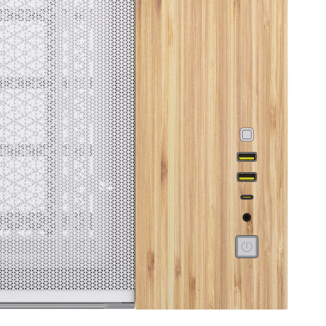 Corsair 2500X Micro-ATX case, Tempered Glass - white, bamboo wood image number 7