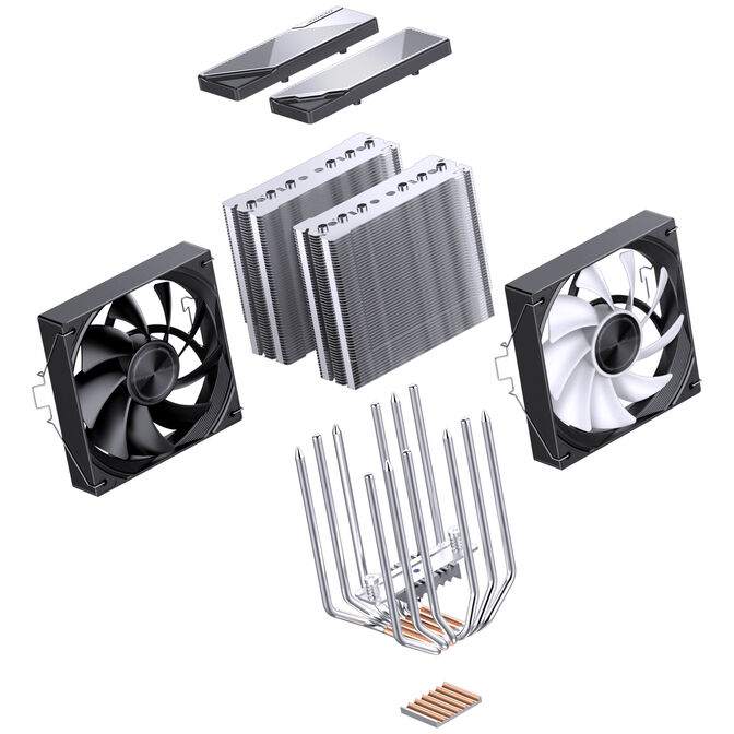 Jonsbo CA80 CPU-K&uuml;hler, Dual-Tower, 2 x 120mm, PWM, RGB - schwarz image number 12