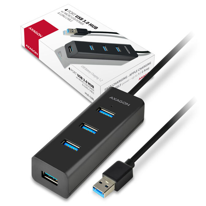 AXAGON HUE-S2BL USB-A-Hub, 4x USB 3.0, externe Stromversorgung - 1,2 m image number 6