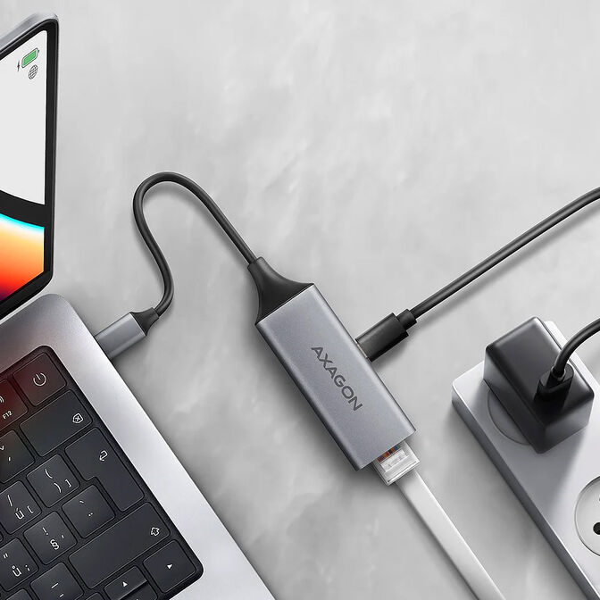 AXAGON ADE-TXPD Gigabit Ethernet Adapter, USB-C - titangrau image number 1