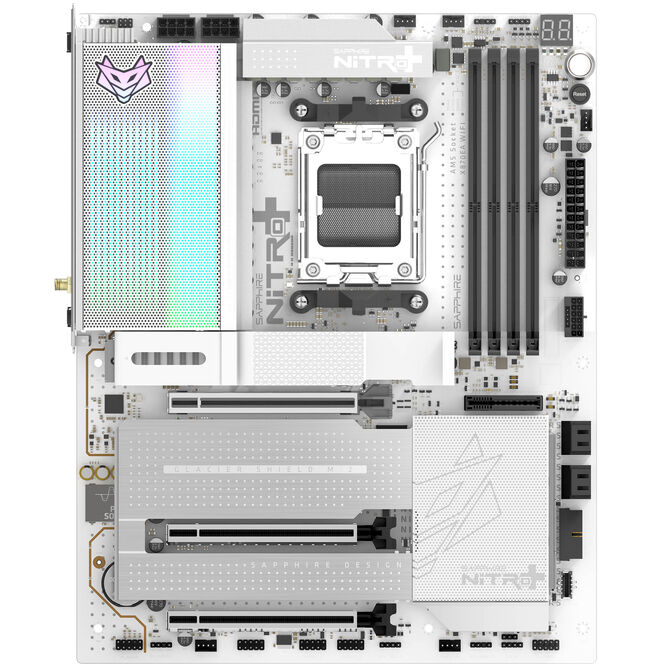 Sapphire Nitro+ X870EA PhantomLink Polar Edition Mainboard, AMD X870E, Sockel AM5, DDR5 image number 2