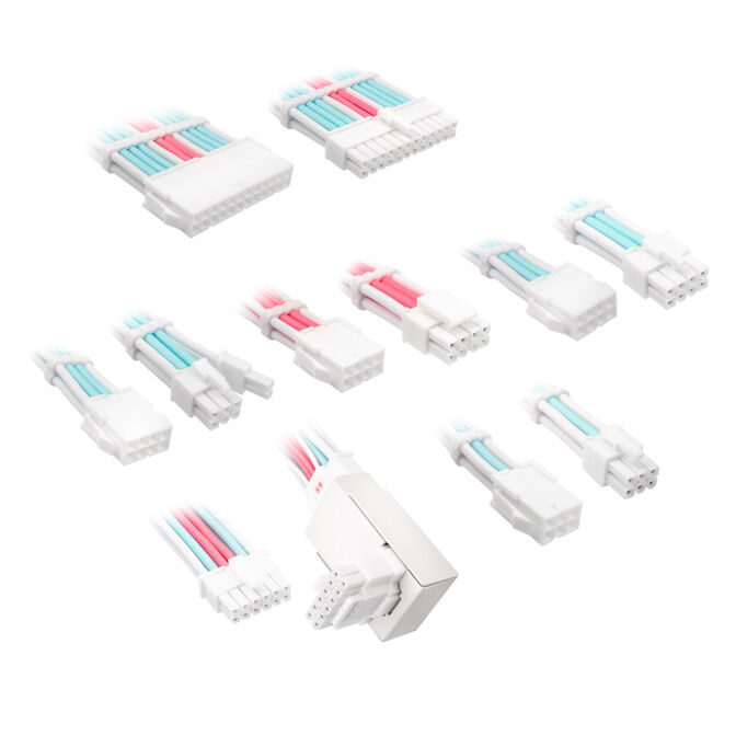 Kolink Core Pro Braided Cable Extension Kit 12V-2x6 Type 1 - Brilliant White/Neon Blue/Pure Pink image number 0