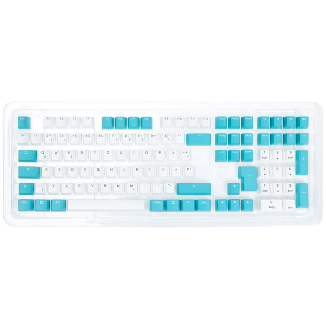 Ducky Keycap Set, PBT, ISO (DE) - white/blue image number 1
