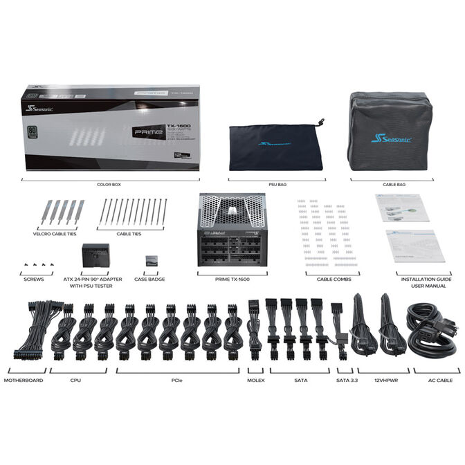 Seasonic Prime TX-1600, 80 PLUS Titanium Netzteil, modular, ATX 3.1, PCIe 5.1 - 1600 Watt image number 8