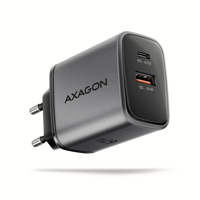 AXAGON ACU-PQ67 GaN Ladeger&auml;t, USB-C Power Delivery 3.0, USB-A Quick Carge 4 - grau image number 0