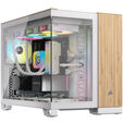Corsair 2500X Micro-ATX case, Tempered Glass - white, bamboo wood image number null