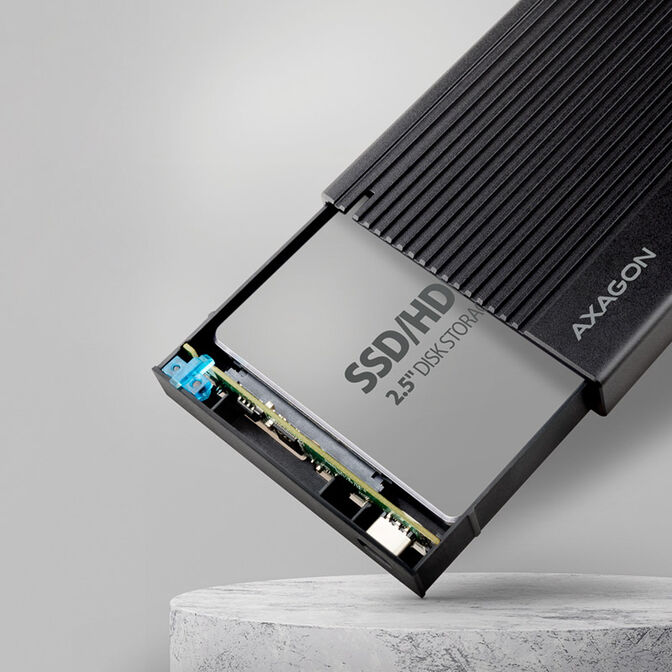 AXAGON EE25-GTR USB-C 3.2 Gen 2 - SATA 6G, 2.5" externes Festplattengeh&auml;use, geriffelt - schwarz image number 2