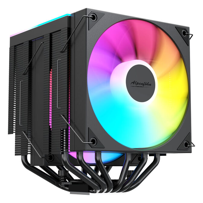 Alpenf&ouml;hn Matterhorn 2 Aurora Max CPU Cooler, 250 W TDP, Dual-Tower, 2x 120 mm PWM, ARGB &ndash; Black image number 1