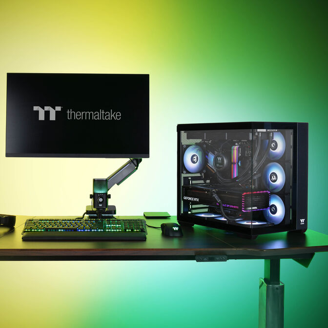 Thermaltake View 380 TG ARGB PC Case, Mid Tower, ATX, ARGB, Tempered Glass - Black image number 1