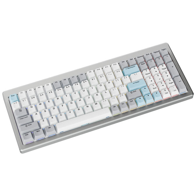 Ducky Cushion 98 Gaming-Tastatur, 96%, US-Layout, Shush Red Switches - Silver image number 1