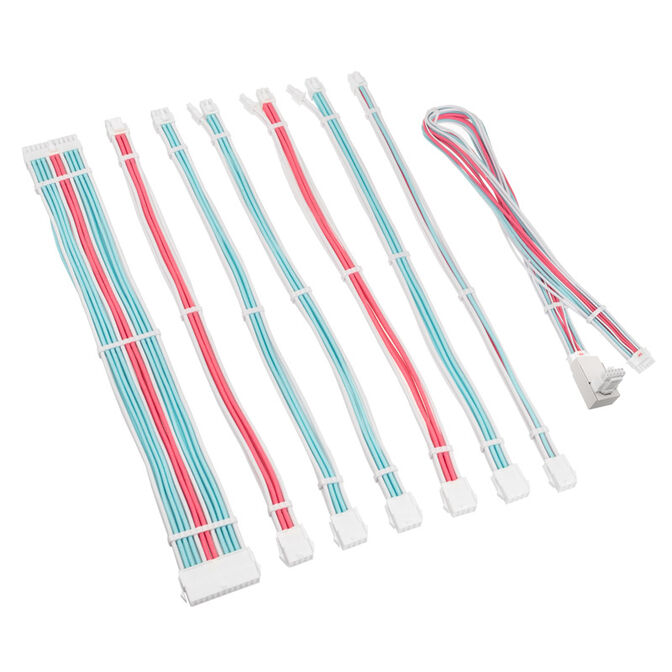 Kolink Core Pro Braided Cable Extension Kit 12V-2x6 Type 1 - Brilliant White/Neon Blue/Pure Pink image number 1