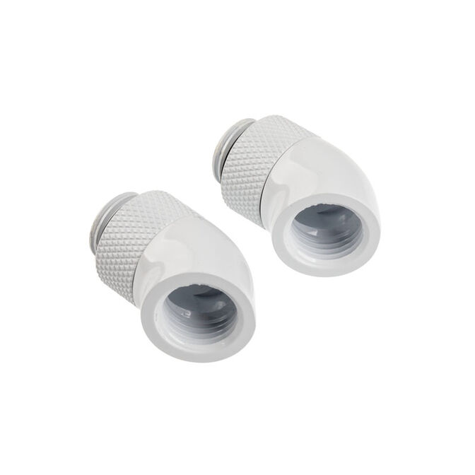 Corsair Hydro X Series Adapter 45 Grad G1/4 Zoll AG auf G1/4 Zoll IG - 2er Pack, drehbar, wei&szlig; image number 1