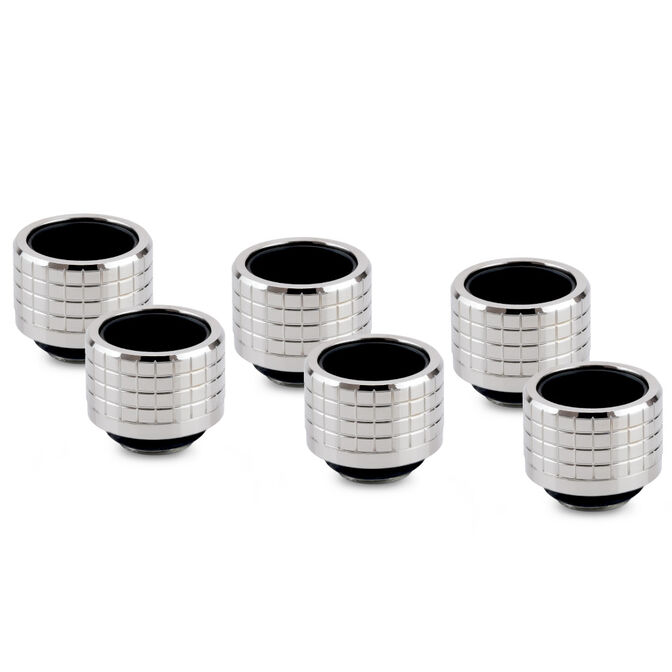 Thermal Grizzly DeltaMate Compression Fitting, Brass - Gloss Nickel, HT16, Pack of 6 image number 0