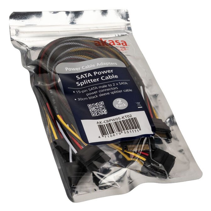 Akasa SATA Strom-Y-Kabel - 30cm, 2er Pack image number 2