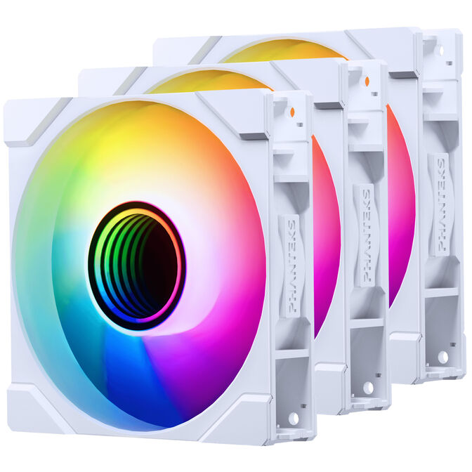 PHANTEKS M25 Gen2 PWM D-RGB L&uuml;fter, 3er-Pack - Reverse Blade, 120mm, wei&szlig; image number 1