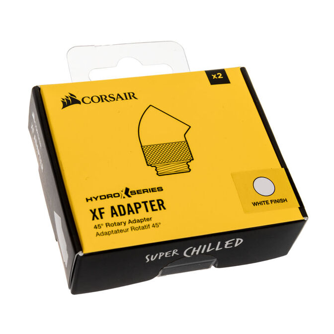 Corsair Hydro X Series Adapter 45 Grad G1/4 Zoll AG auf G1/4 Zoll IG - 2er Pack, drehbar, wei&szlig; image number 2