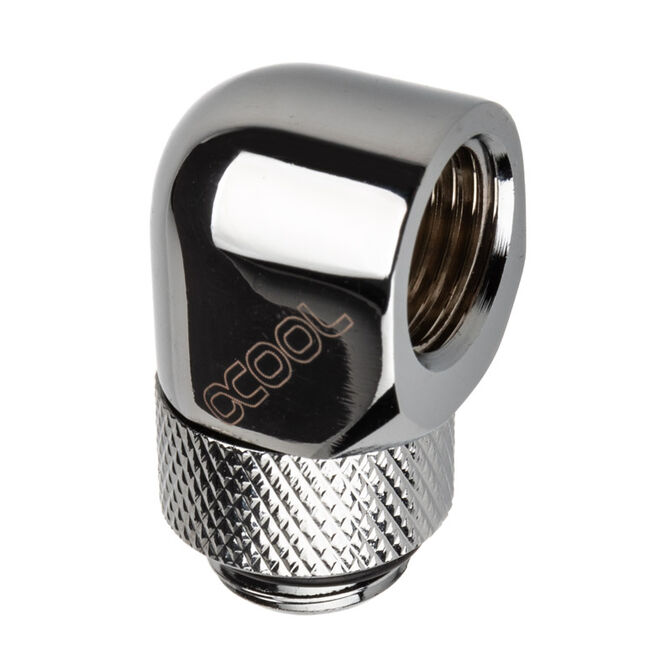 Alphacool Eiszapfen Adapter 90 Grad G1/4 Zoll AG auf G1/4 Zoll IG - drehbar, chrome silber image number 0