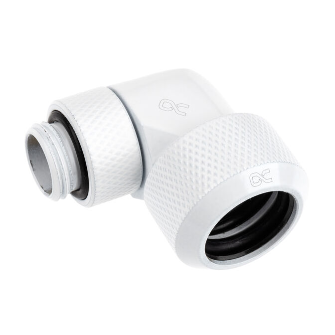 Icicle Fitting 90 Degree G1/4 Inch Female Thread to 16mm OD Hardtube - Rotatable, - White image number 0