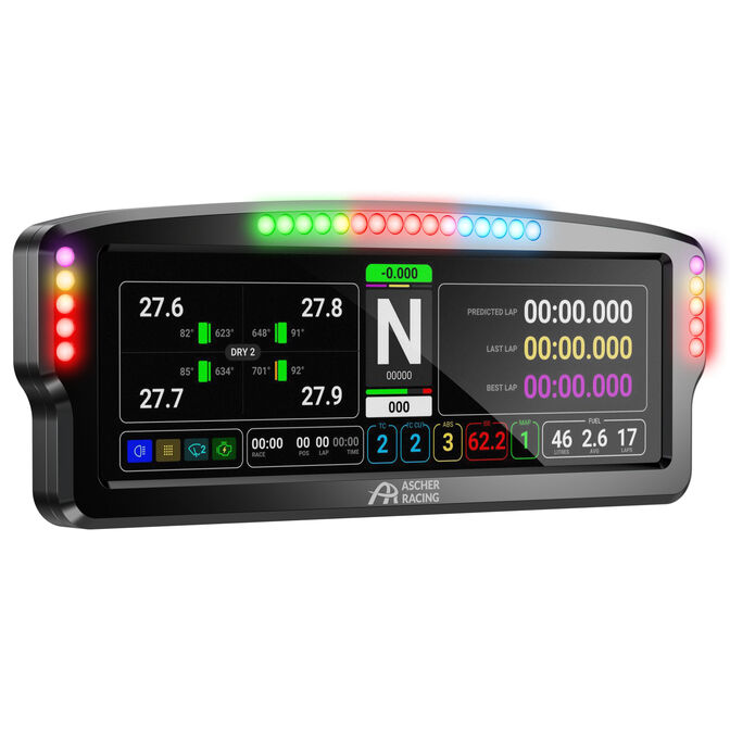 Ascher Racing Dashboard, 7,85&rdquo; Zoll LCD-Touchscreen, 26 RGB-LEDs - schwarz image number 0