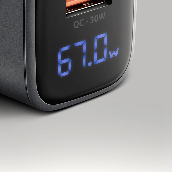 AXAGON ACU-PQ67D GaN Ladeger&auml;t, USB-C Power Delivery 3, USB-A Quick Charge 4 - grau image number 4