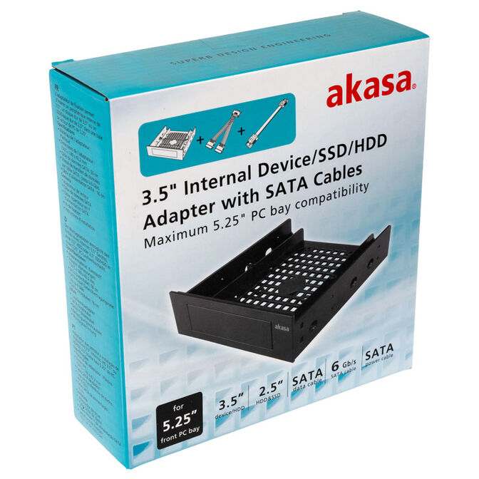 Akasa Einbaurahmen 5,25 Zoll auf 2,5/3,5 Zoll, SSD/HDD Adapter image number 4