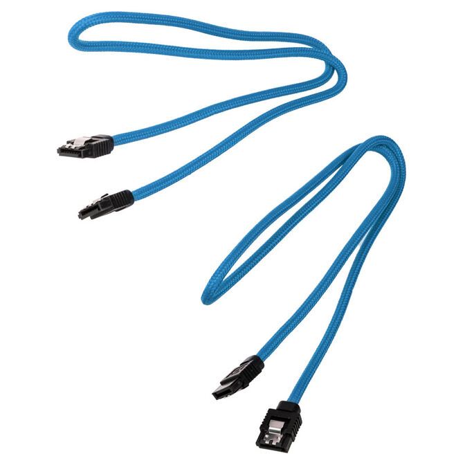 Corsair Premium Sleeved SATA-Kabel, blau 60cm - 2er Pack image number 1