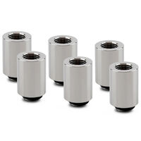 Thermal Grizzly DeltaMate Extender Fitting - MF28, Gloss Nickel, Pack of 6