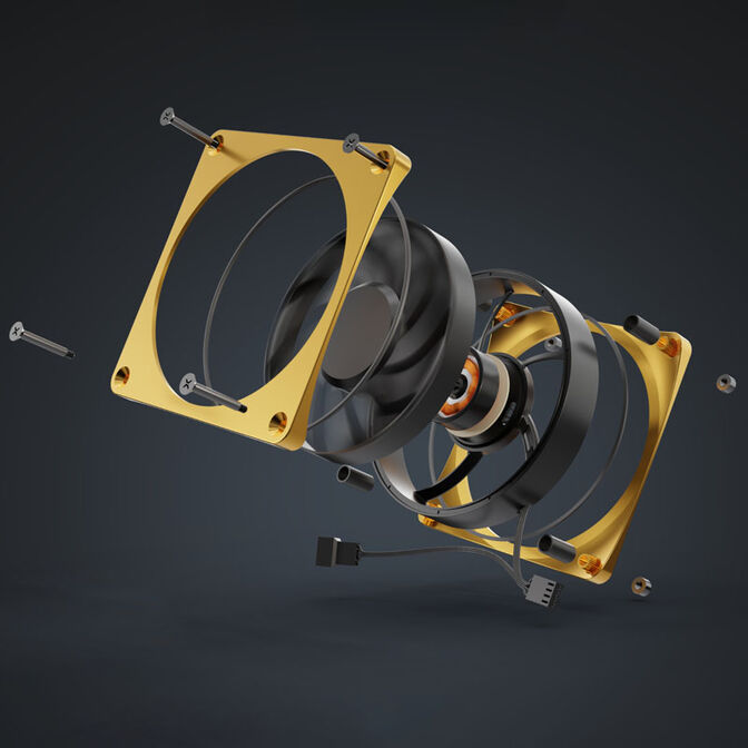 Alphacool Apex Stealth Metall Power L&uuml;fter 120 mm, 3.000 U/min  - gold image number 6
