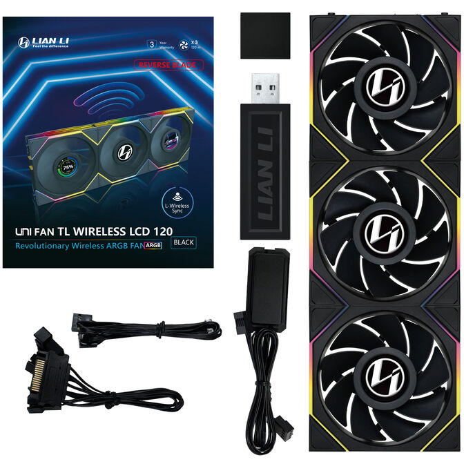 Lian Li UNI FAN TL-LCD Wireless Reverse Blade L&uuml;fter, 3er-Pack inkl. Controller - 120mm, schwarz image number 11