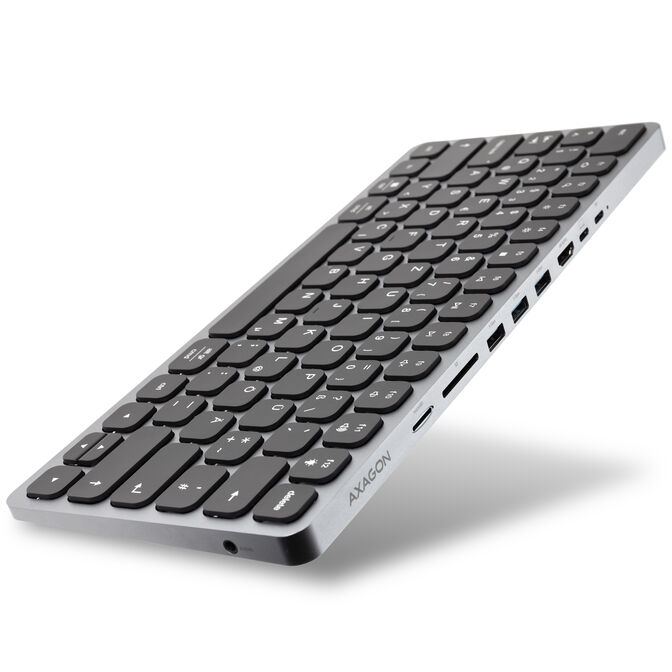 AXAGON HMC-KB USB-C Tastatur, microSD/SD, 3x USB-A 3.0, HDMI 4K/60Hz, PD 100W, Audio - DE Layout image number 0