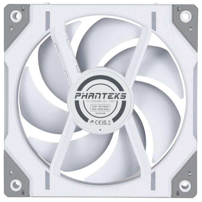 PHANTEKS D30 PWM Reverse Airflow D-RGB L&uuml;fter - 120mm, wei&szlig; image number 3