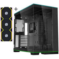 Lian Li O11D EVO RGB, Tempered Glass - schwarz + UNI FAN SL Wireless ARGB PWM L&uuml;fter, 3er-Pack inkl. Controller - 120mm