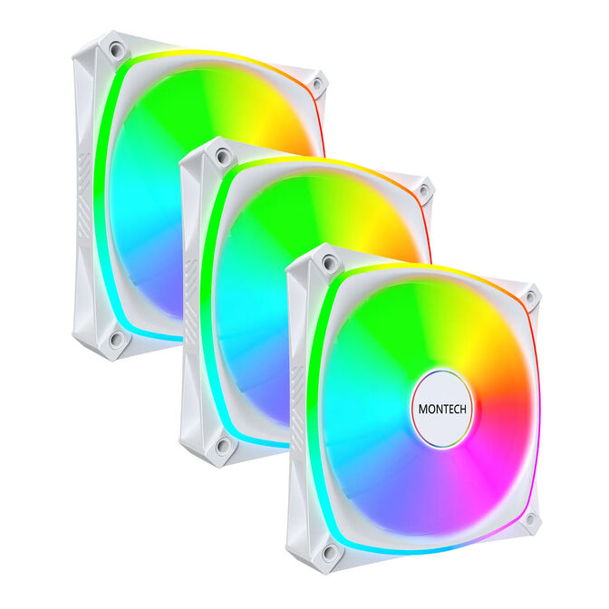 Montech RX120 PRO PWM Reverse L&uuml;fter, ARGB - 3er-Pack, 120mm, wei&szlig; image number 0