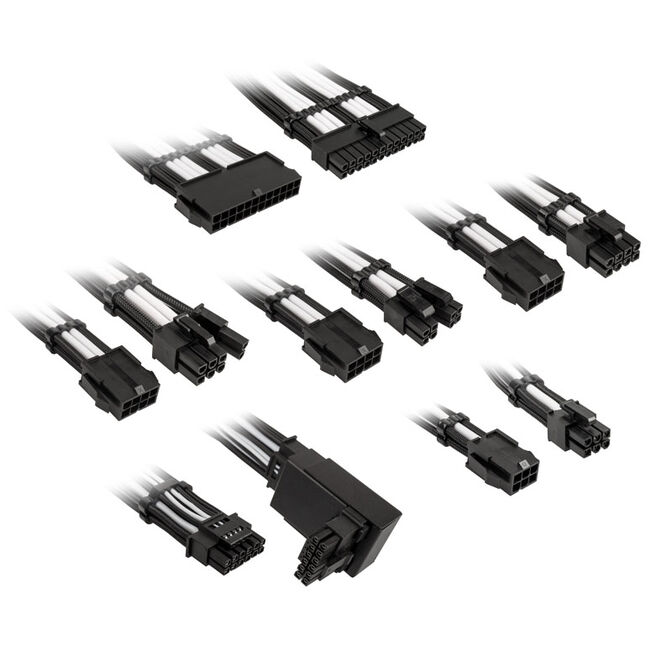 Kolink Core Pro Braided Cable Extension Kit 12V-2x6 Type 2 - Jet Black/Brilliant White image number 0