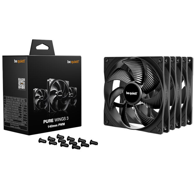 be quiet! Pure Wings 3 L&uuml;fter, PWM - schwarz, 140mm, 3er-Pack image number 0