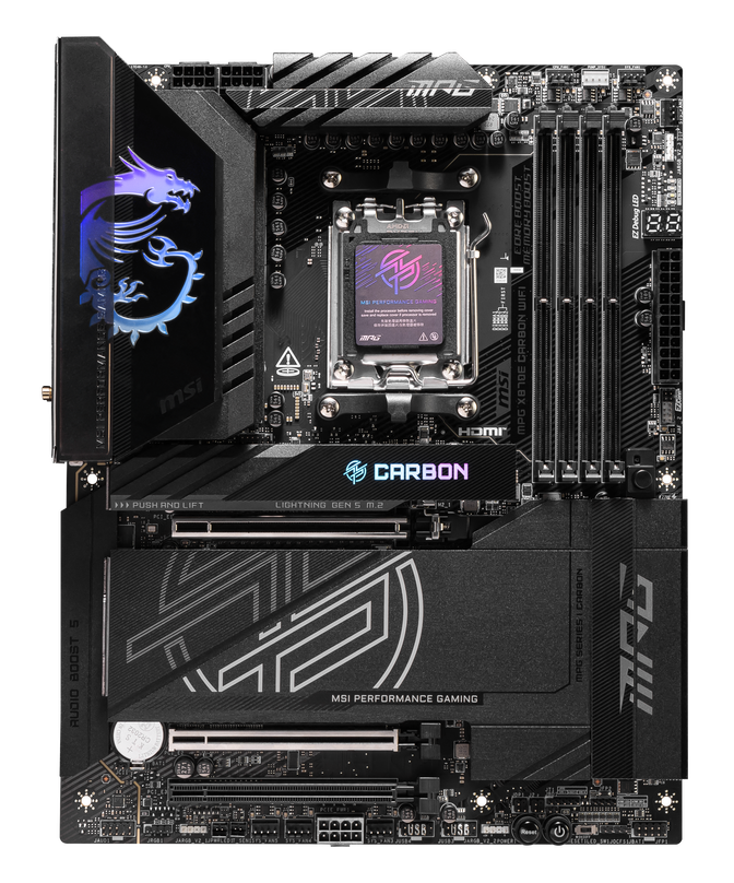 MSI MPG X870E Carbon WiFi Mainboard, Sockel AM5, AMD X870E, ATX, DDR5 image number 1