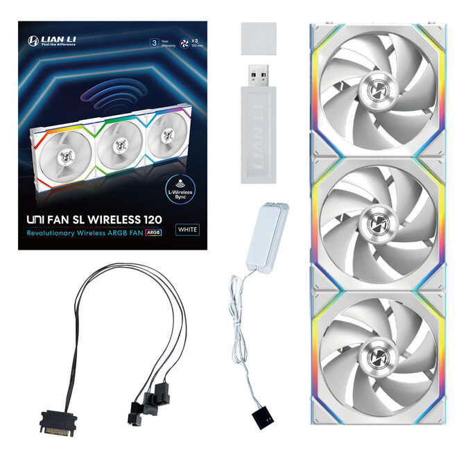 Lian Li UNI FAN SL Wireless ARGB PWM L&uuml;fter, 3er-Pack inkl. Controller - 120 mm, wei&szlig; image number 12