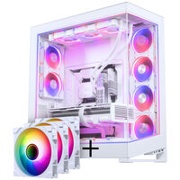 PHANTEKS NV Series NV7 E-ATX-Geh&auml;use, Tempered Glass, ARGB - wei&szlig; + M25 Gen2 PWM D-RGB L&uuml;fter 3er-Pack - Reverse Blade, 140mm + DRGB Kit