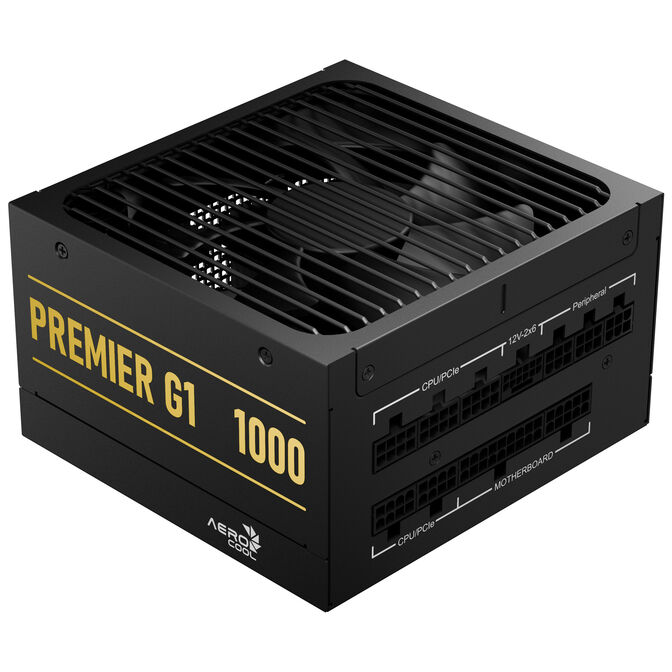AeroCool Premier G1 80 PLUS Gold Power Supply, PCIe 5.1, ATX 3.1 - 1000 Watt, black image number 1