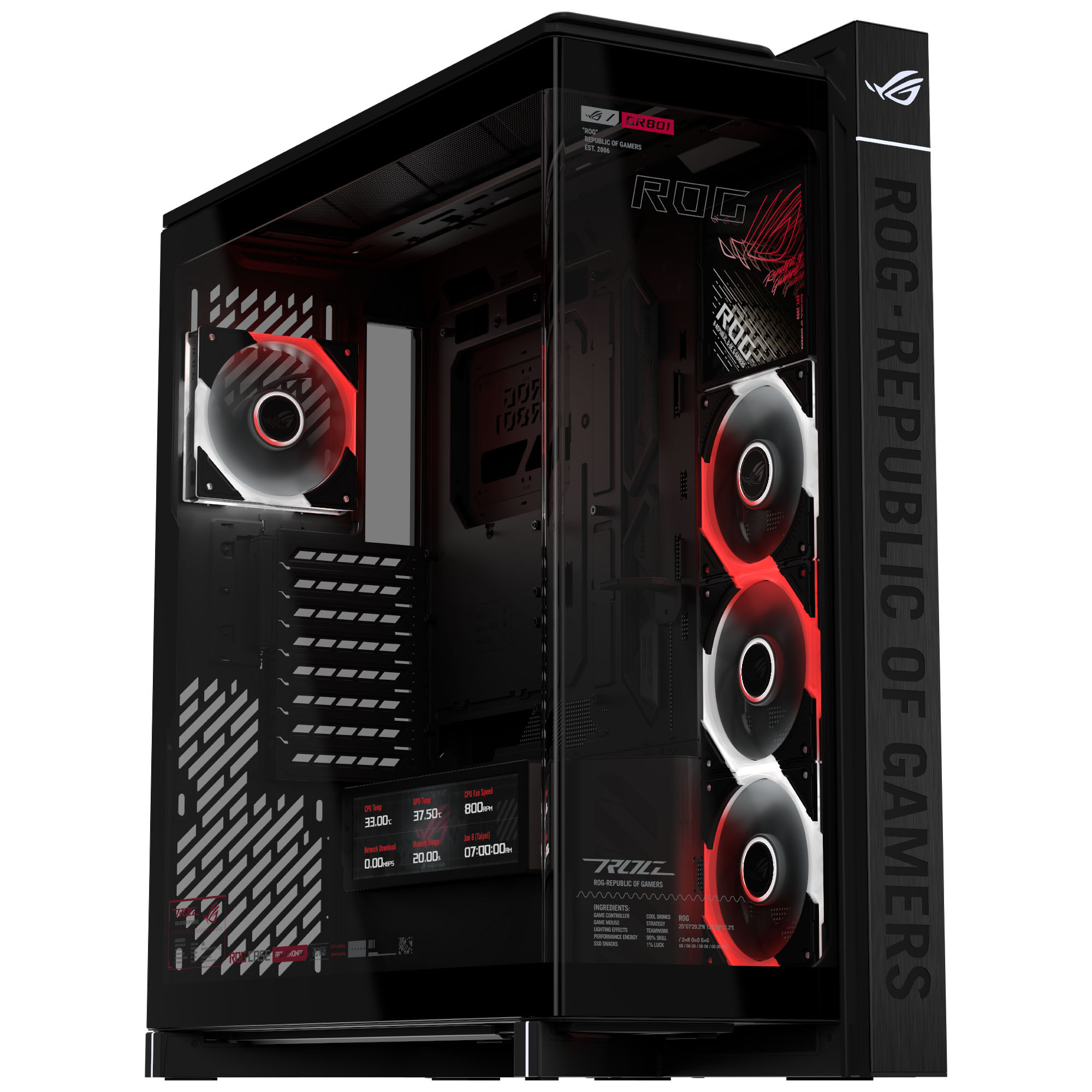 ASUS ROG Cronox GR801 PC-Geh&auml;use, Big-Tower, E-ATX, ARGB, Tempered Glass - schwarz