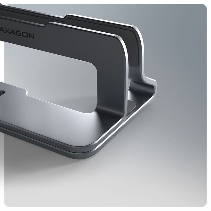 AXAGON STND-VG Vertikaler Laptop-St&auml;nder, einstellbare Breite, Aluminium - grau image number 1
