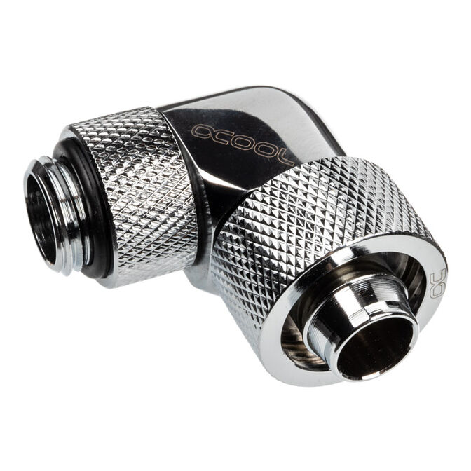 Alphacool Eiszapfen Connector 90 Degree G1/4 Inch Female Thread to 16/10mm - Rotatable, chrome silver image number 0