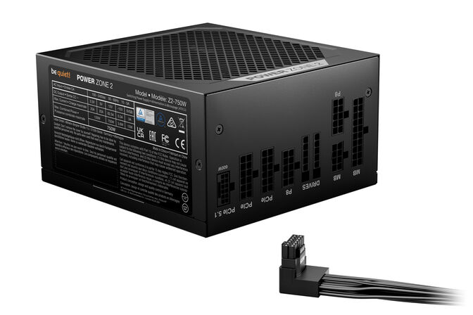 be quiet! Power Zone 2 80 PLUS Platinum Netzteil, vollmodular, ATX 3.1, PCIe 5.1 - 750 Watt, schwarz image number 2
