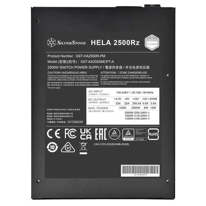 SilverStone Hela 2500Rz Cybenetics Platinum Netzteil, PCIe 5.0, ATX 3.1 - 2.500 Watt, schwarz image number 9