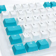 Ducky Keycap Set, PBT, ISO (DE) - white/blue image number null