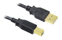 InLine USB 2.0 Kabel, A auf B, vergoldet, schwarz - 1m