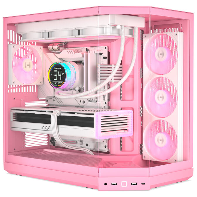 HYTE Y50 Midi-Tower PC-Geh&auml;use, E-ATX, Tempered Glass - Strawberry Milk image number 1