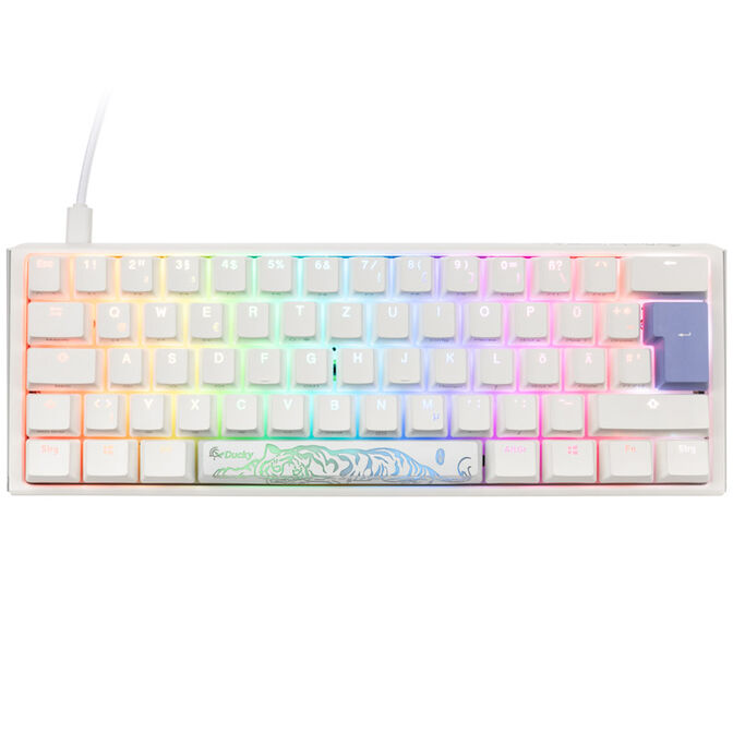 Ducky One 3 Classic Pure White Mini Gaming Keyboard, RGB LED - MX-Clear image number 1