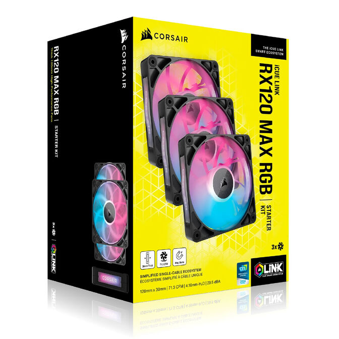 CORSAIR iCUE LINK RX120 MAX RGB PWM L&uuml;fter - 3er-Pack, 120mm, schwarz image number 16